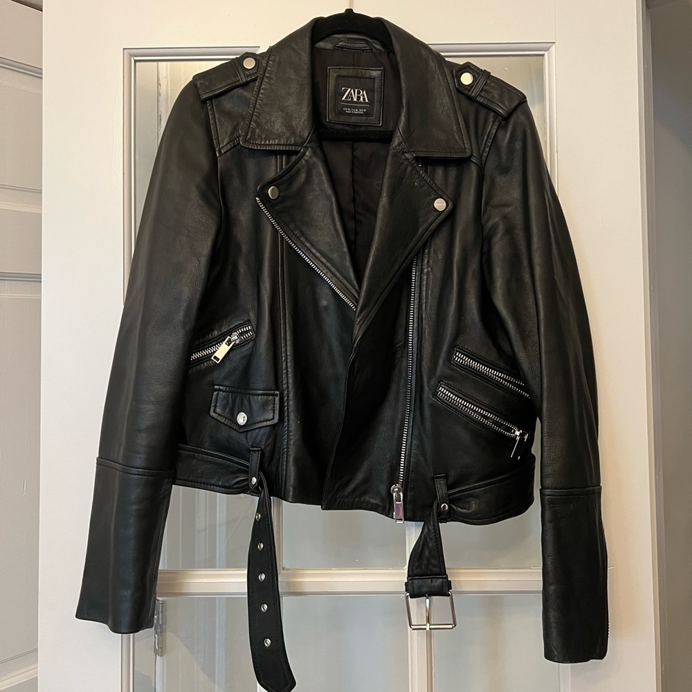 Vintage leather biker jacket